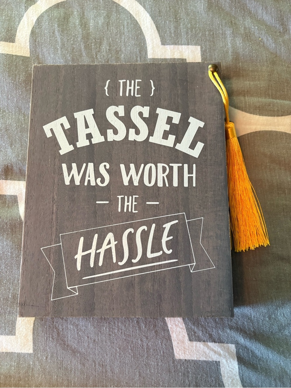 Graduation Tassel Sign - Yellow Tassel Home Office Plaque